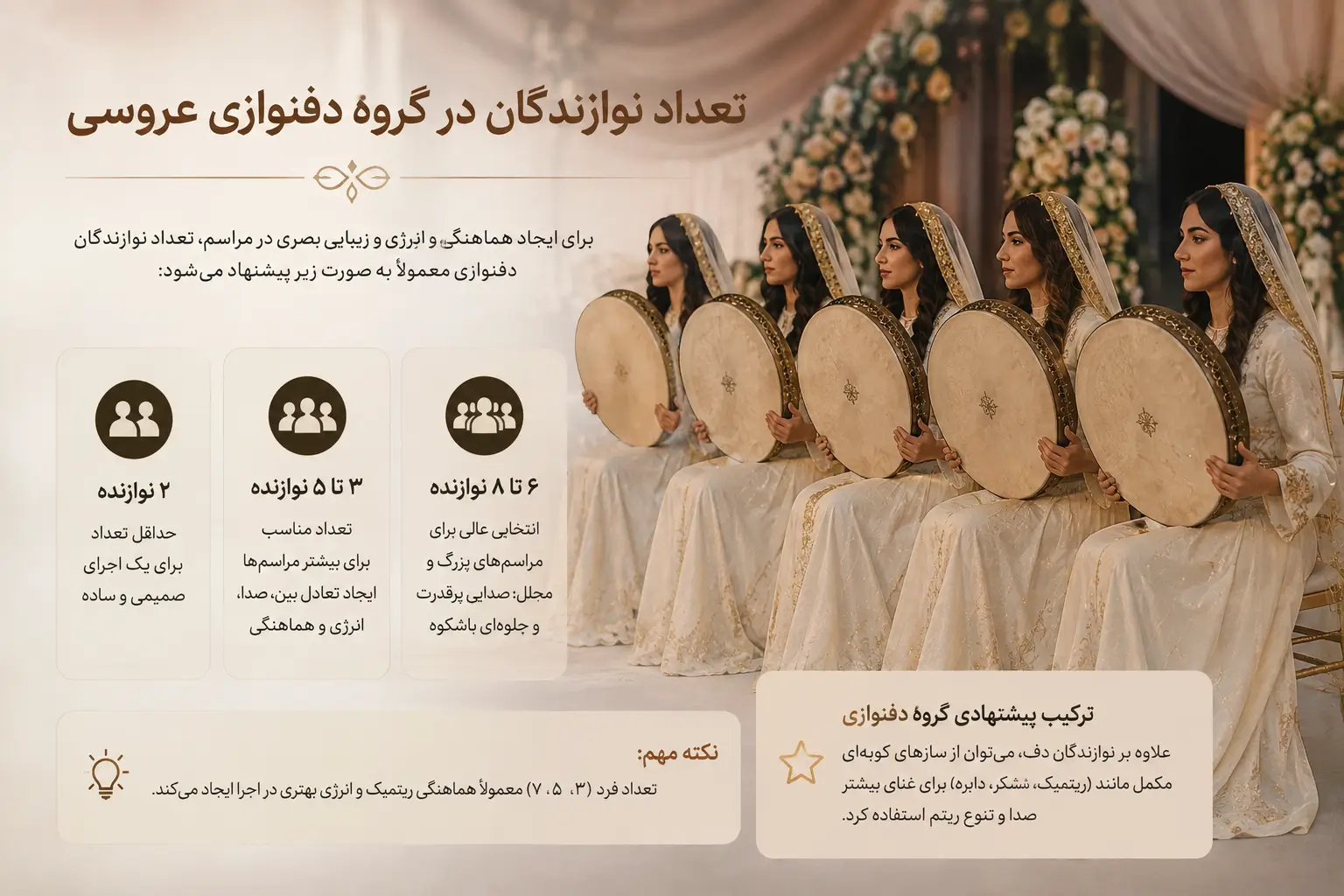تعداد نوازندگان در گروه دفنوازی عروسی چقدر باشد؟